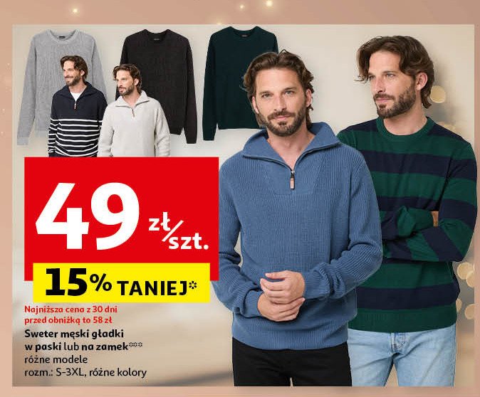 Sweter męski gładki promocja w Auchan