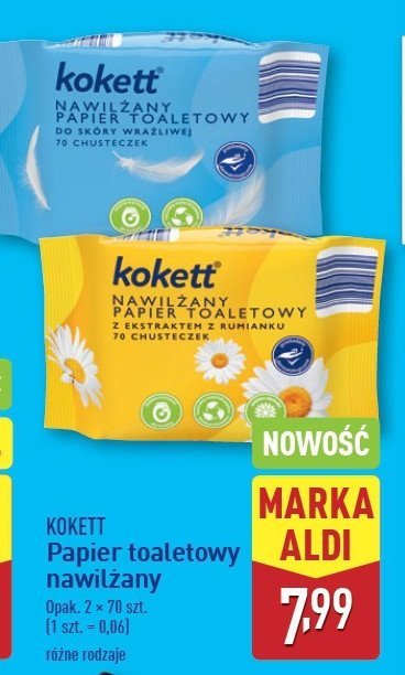 Papier toaletowy rumiankowy Kokett promocja w Aldi