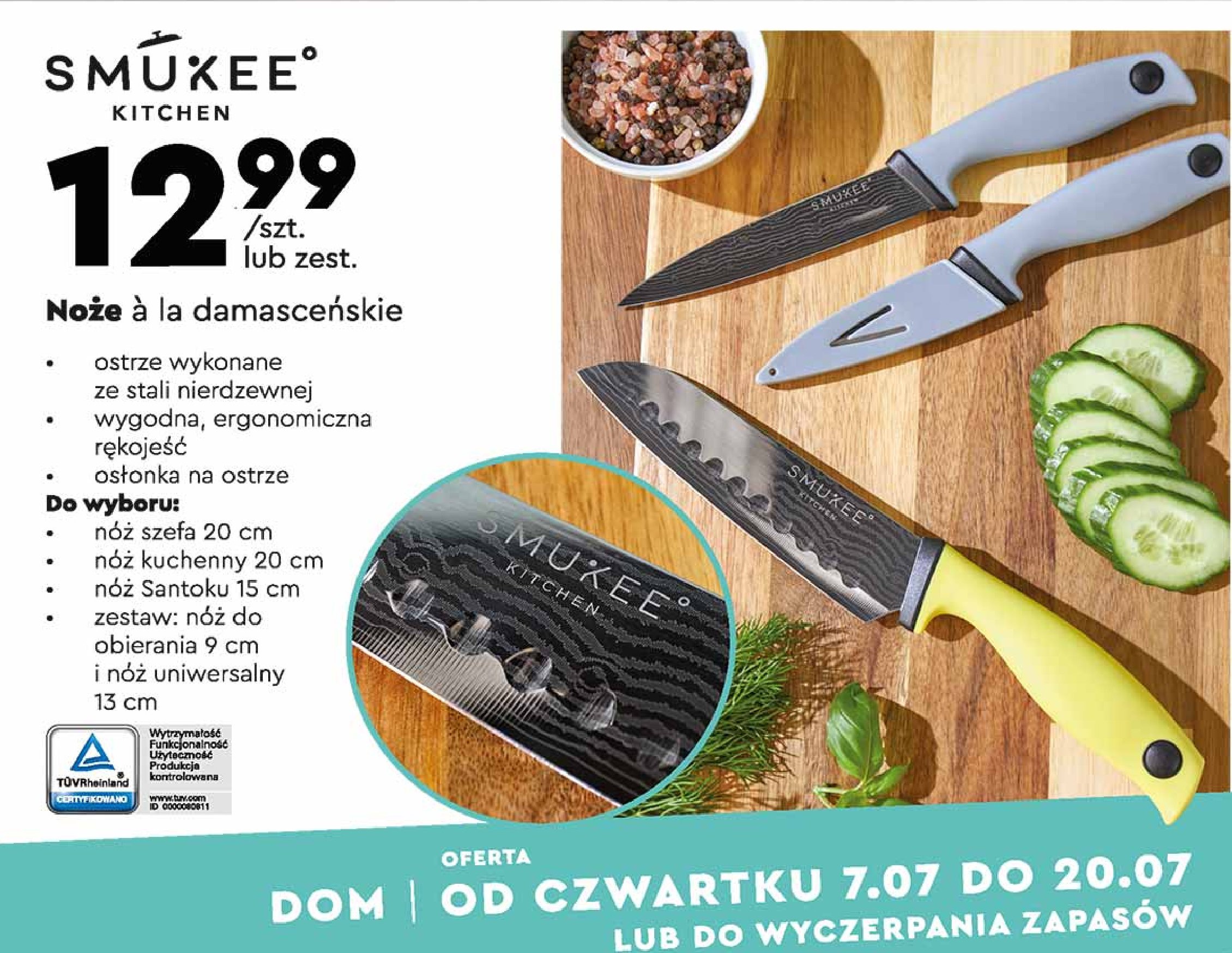 Nóż kuchenny ala damasceński 20 cm Smukee kitchen promocja