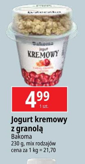 Jogurt z wiśnią, czereśnia i granolą Bakoma kremowy promocja