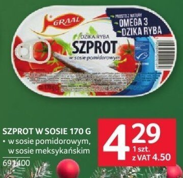 Szprot w sosie pomidorowym/w sosie meksykańskim Graal 170 g promocja w Selgros