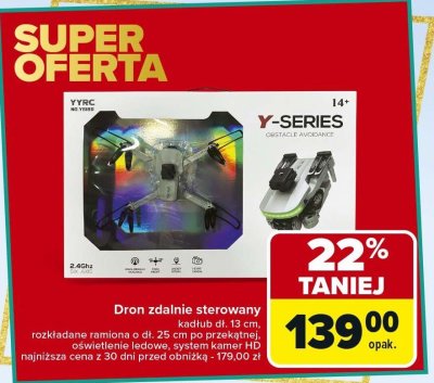 Dron zdalnie sterowany Y-SERIES promocja w Carrefour