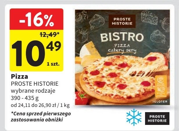 Pizza cztery sery Iglotex proste historie bistro promocja