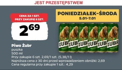 Piwo Żubr puszka promocja w Netto