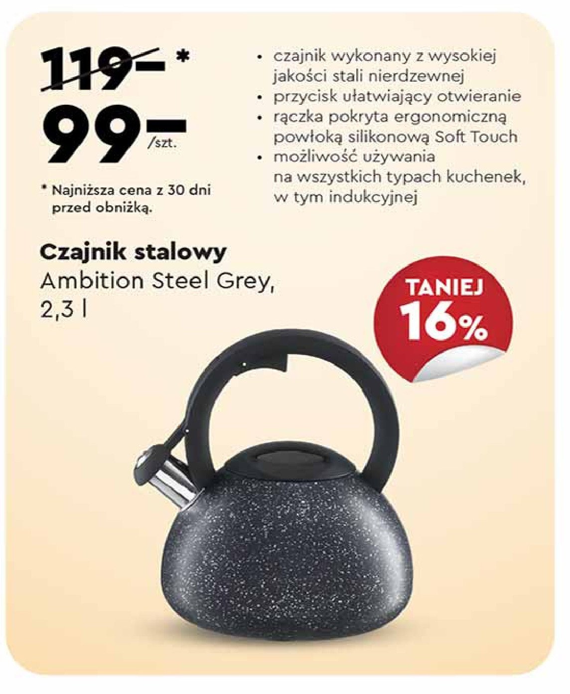 Czajnik steel grey 2.3 l Ambition promocja