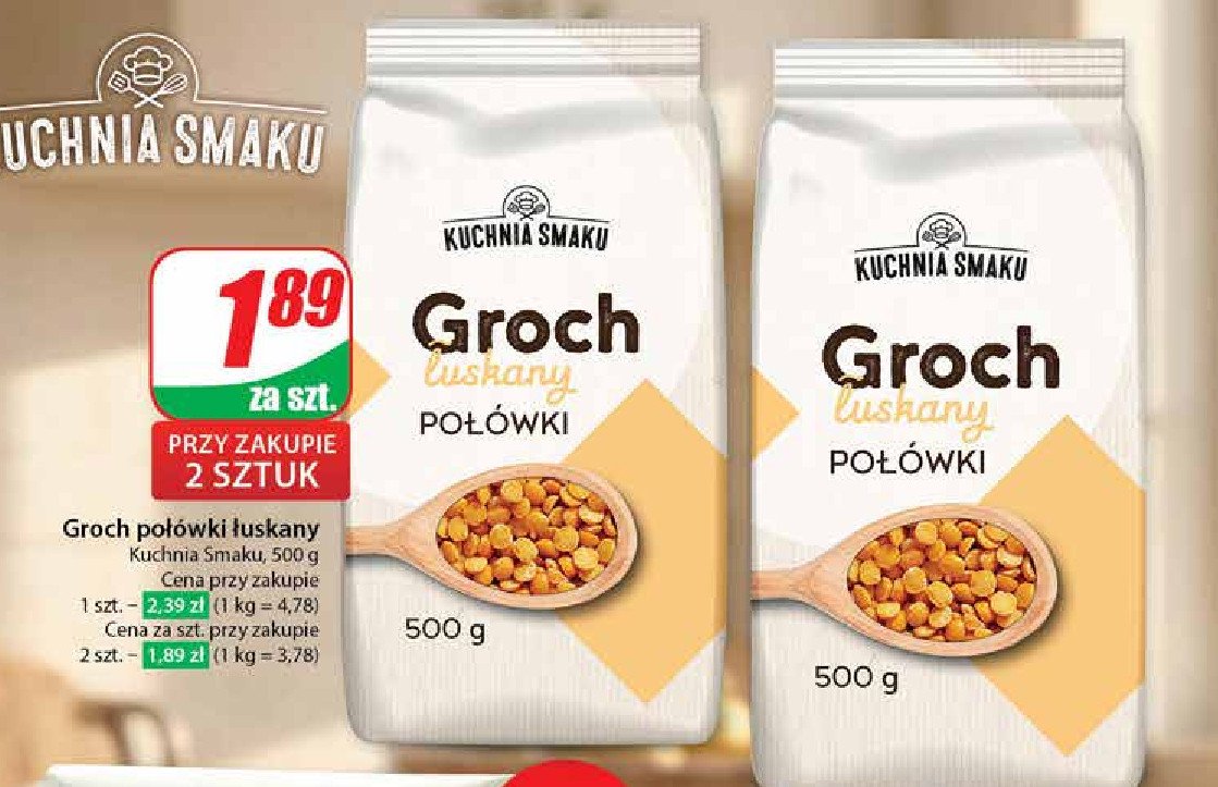 Groch łuskany połówki Kuchnia smaku promocja w Dino