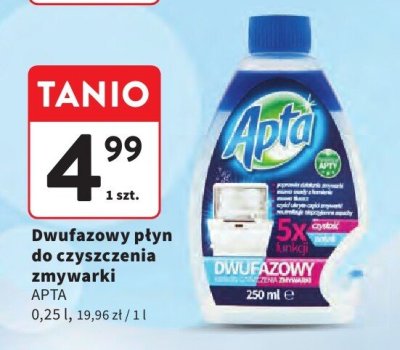 Dwufazowy płyn do czyszczenia zmywarki APTA promocja w Intermarche