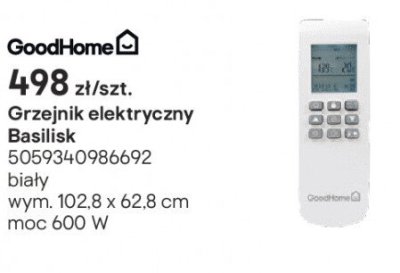 Grzejnik elektryczny Basilisk GoodHome promocja w Castorama