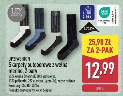Skarpety outdoorowe z wełną merino 2-pak promocja w Aldi