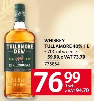 Whiskey Tullamore 40% 1 l promocja w Selgros