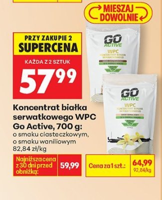 Koncentrat białka serwatkowego WPC Go Active, smak ciasteczkowy promocja w Biedronka