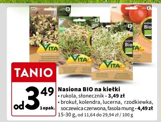 Rukola siewna na kiełki bio Vita line promocja