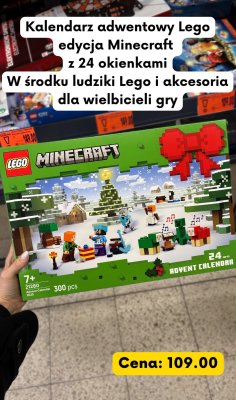 Kalendarz adwentowy Lego Minecraft 21280 edycja Minecraft z 24 okienkami 300 pcs promocja w Kaufland
