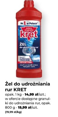 Żel do udrażniania rur KRET promocja w PSB Mrówka