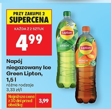 Napój niegazowany Ice Green Lipton 1,5 l promocja w Biedronka