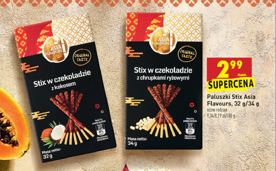 Paluszki stix w czekoladzie z chrupkami ryżowymi Asia flavours promocja