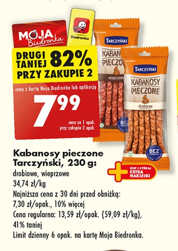 Kabanosy pieczone wieprzowe Tarczyński promocja