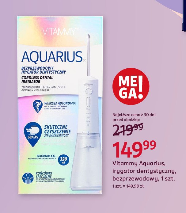 Irygator aquarius Vitammy promocja w Rossmann