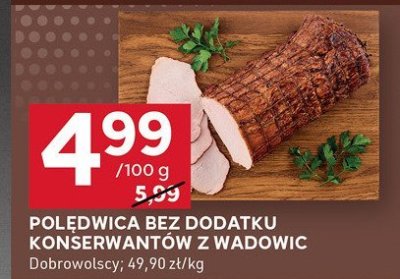 Polędwica bez dodatku konserwantów z wadowic Dobrowolscy 100g promocja w Stokrotka