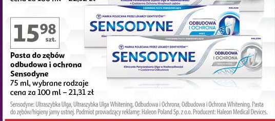 Pasta do zębów whitening Sensodyne odbudowa i ochrona promocja w Auchan