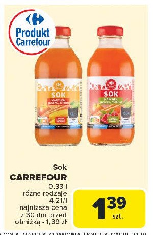 Sok marchew-jabłko-banan Carrefour promocja w Carrefour