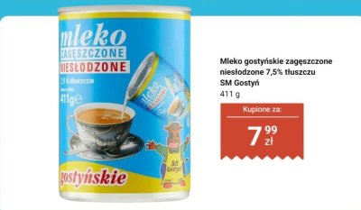 Mleko gostyńskie zagęszczone niesłodzone 7,5% tłuszczu SM Gostyń promocja w Dino