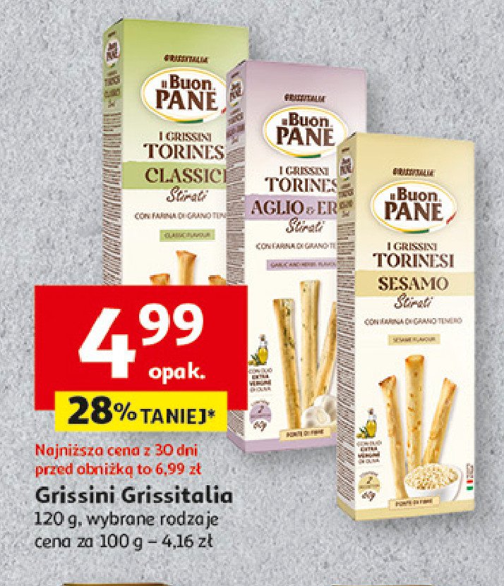 Paluszki grissini torinesi z sezamem Il buon pane promocja w Auchan