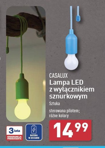 Lampa led z wyłącznikiem sznurkowym Casalux promocja w Aldi