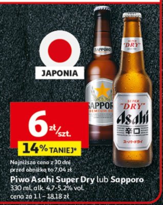 Piwo Asahi Super Dry lub Sapporo promocja w Auchan