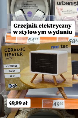 Grzejnik elektryczny Ceramic Heater 1500W Nor-tec promocja w Action