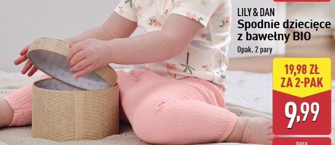 Spodnie dziecięce z bawełny bio Lily & dan promocja w Aldi