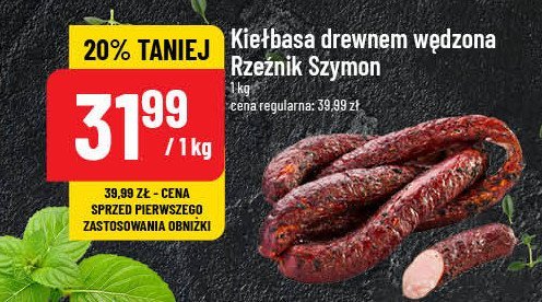 Kiełbasa drewnem wędzona Rzeźnik szymon poleca promocja w POLOmarket