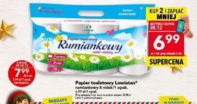 Papier toaletowy Lewiatan rumiankowy 8 rolek/1 opak. promocja w LEWIATAN