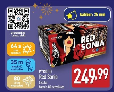 Fajerwerki PYROCO Red Sonia Sztuka bateria 80-strzałowa promocja w Aldi