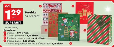 Torebka na prezent średnia basic promocja w Biedronka