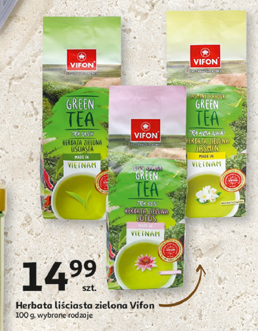 Herbata zielona lotos Vifon promocja w Auchan