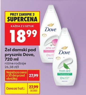 Żel damski pod prysznic Dove, 720 ml różne rodzaje 26,38 zł/l promocja w Biedronka