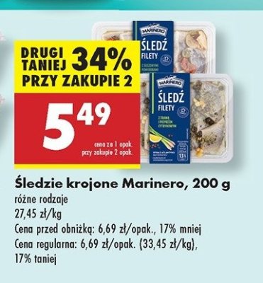 Śledzie krojone z suszonymi pomidorami Marinero promocja