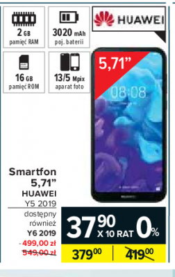Smartfon y6 2019 czarny Huawei promocja