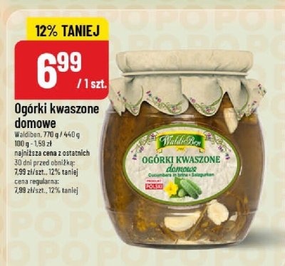 Ogórki kwaszone domowe WaldiBen promocja w POLOmarket