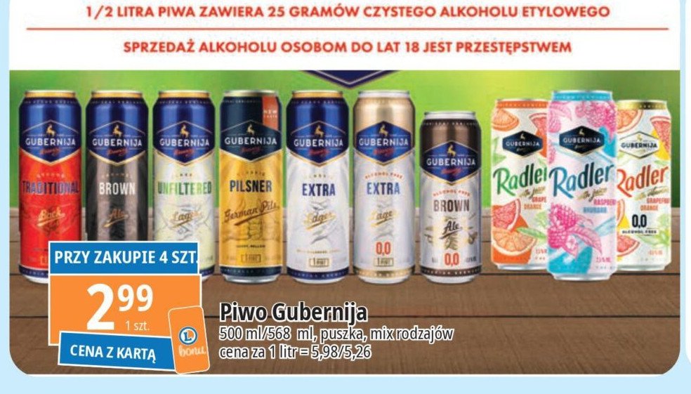 Piwo GUBERNIJA ORIGINAL PILSNER promocja