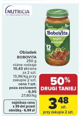 Obiadek BoboVita różne rodzaje 250g promocja w Carrefour