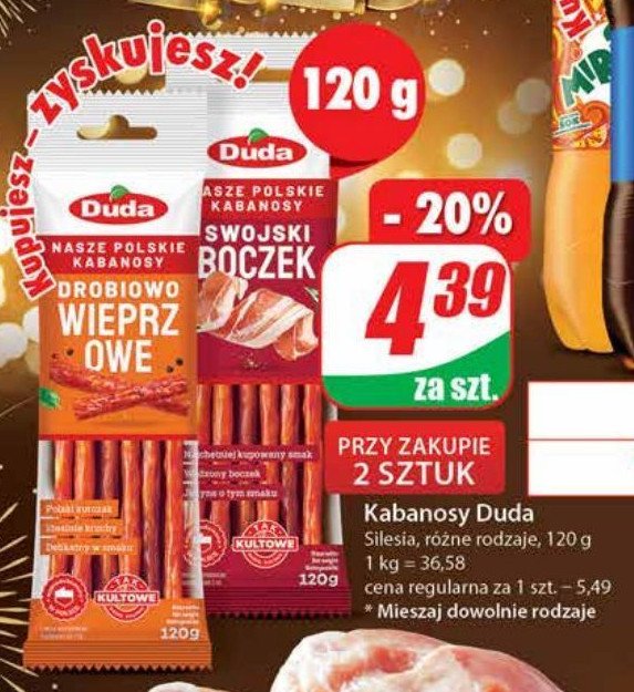 Kabanosy drobiowo - wieprzowe Silesia duda promocja