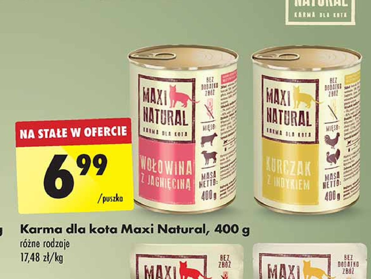 Karma dla kota kurczak z indykiem Maxi natural promocja