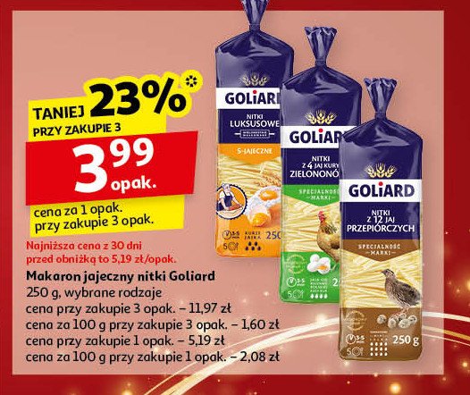 Makaron luksusowy nitki Goliard promocja w Auchan