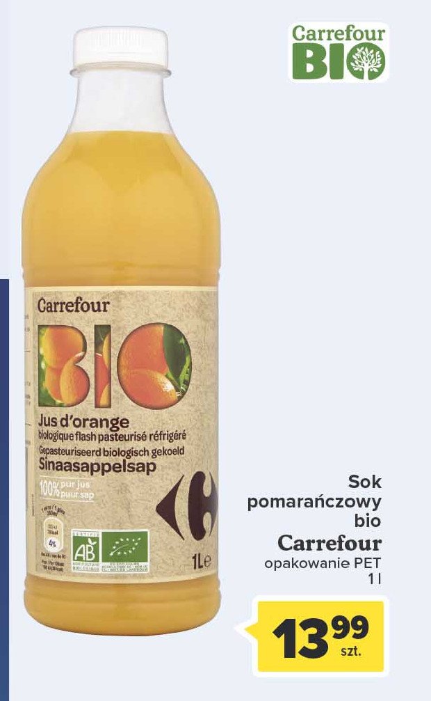 Sok pomarańczowy bio Carrefour promocja