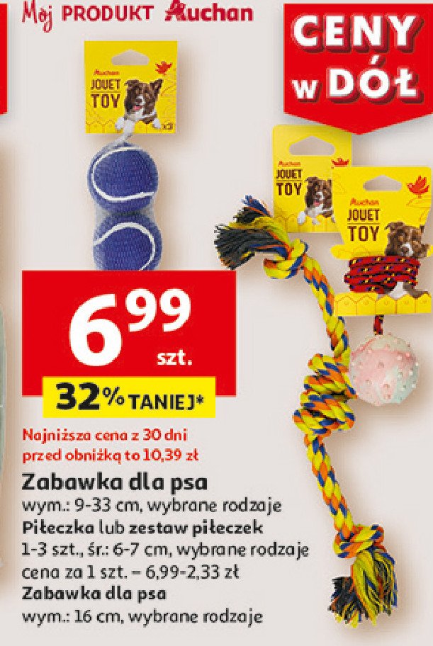 Piłeczka dla psa Auchan różnorodne (logo czerwone) promocja