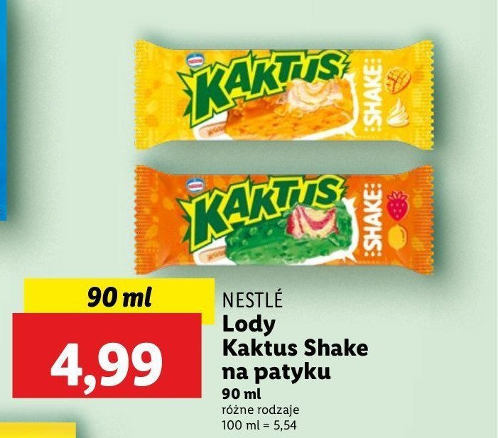 Lody shake cytryna-truskawka Nestle kaktus promocja