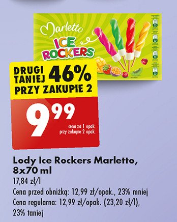 Lód waniliowy w polewie kiwi x2 + mango-marakuja x2 + truskawka x2 + wiśnia x2 Marletto promocja