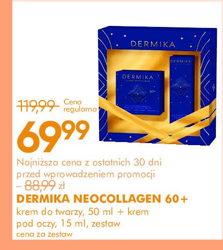 Zestaw w pudełku luxury neocollagen 60+ : krem do twarzy 50 ml + krem pod oczy i na powieki 15 ml Dermika zestaw promocja